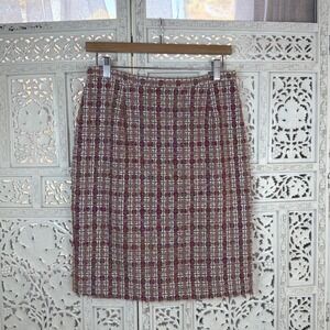 Vtg Neiman Marcus Pink Tweed Pencil Skirt Womens 8 Preppy Career Business